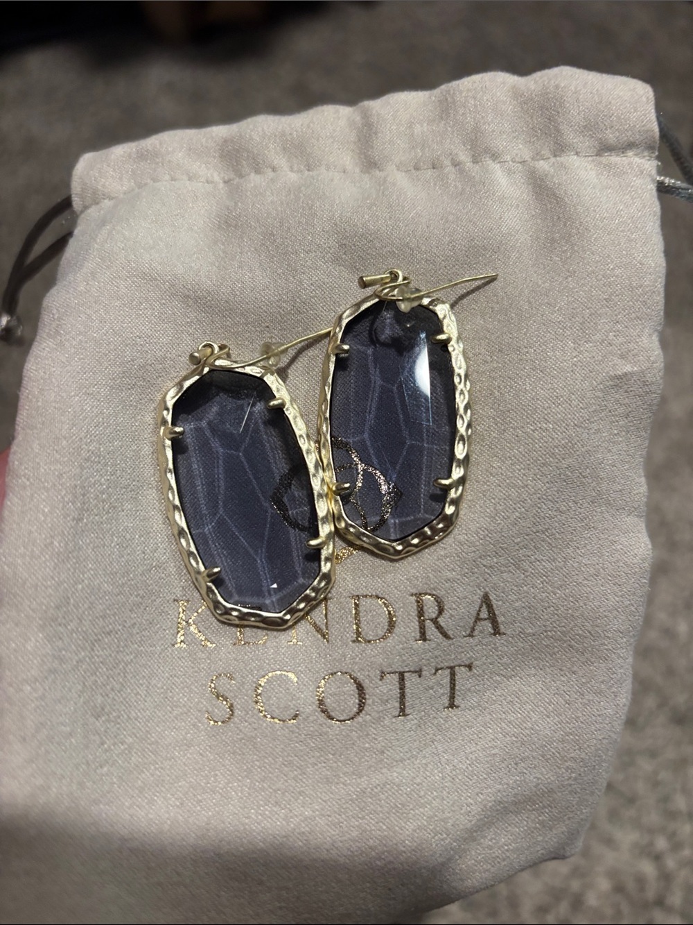 Kendra Scott Framed Dangle Earrings with Slate Blue Stones
